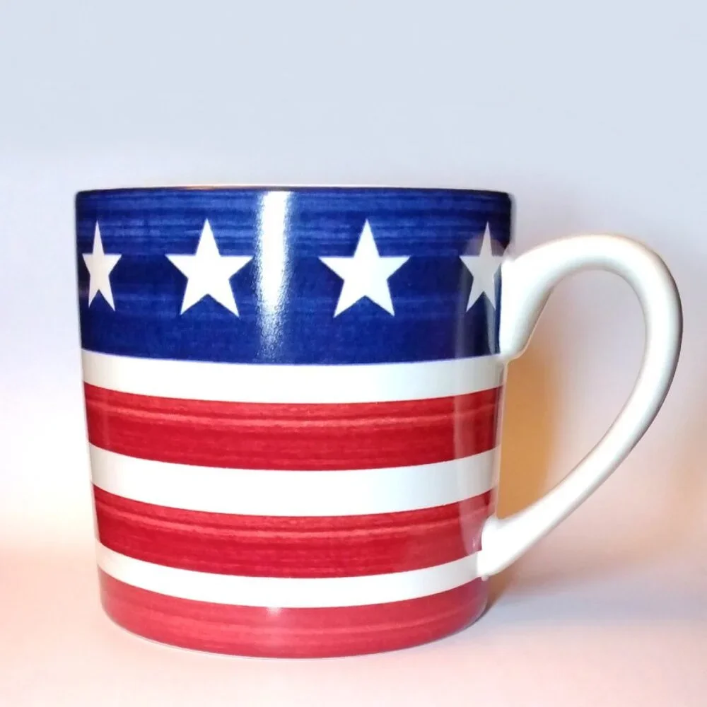 Sur La Table Patriotic Stars and Stripes American Flag Coffee Tea Mug 13oz